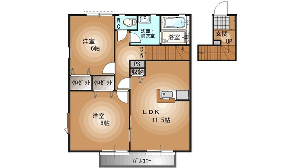 宇都宮駅 バス12分  簗瀬東下車：停歩3分 1階の物件間取画像